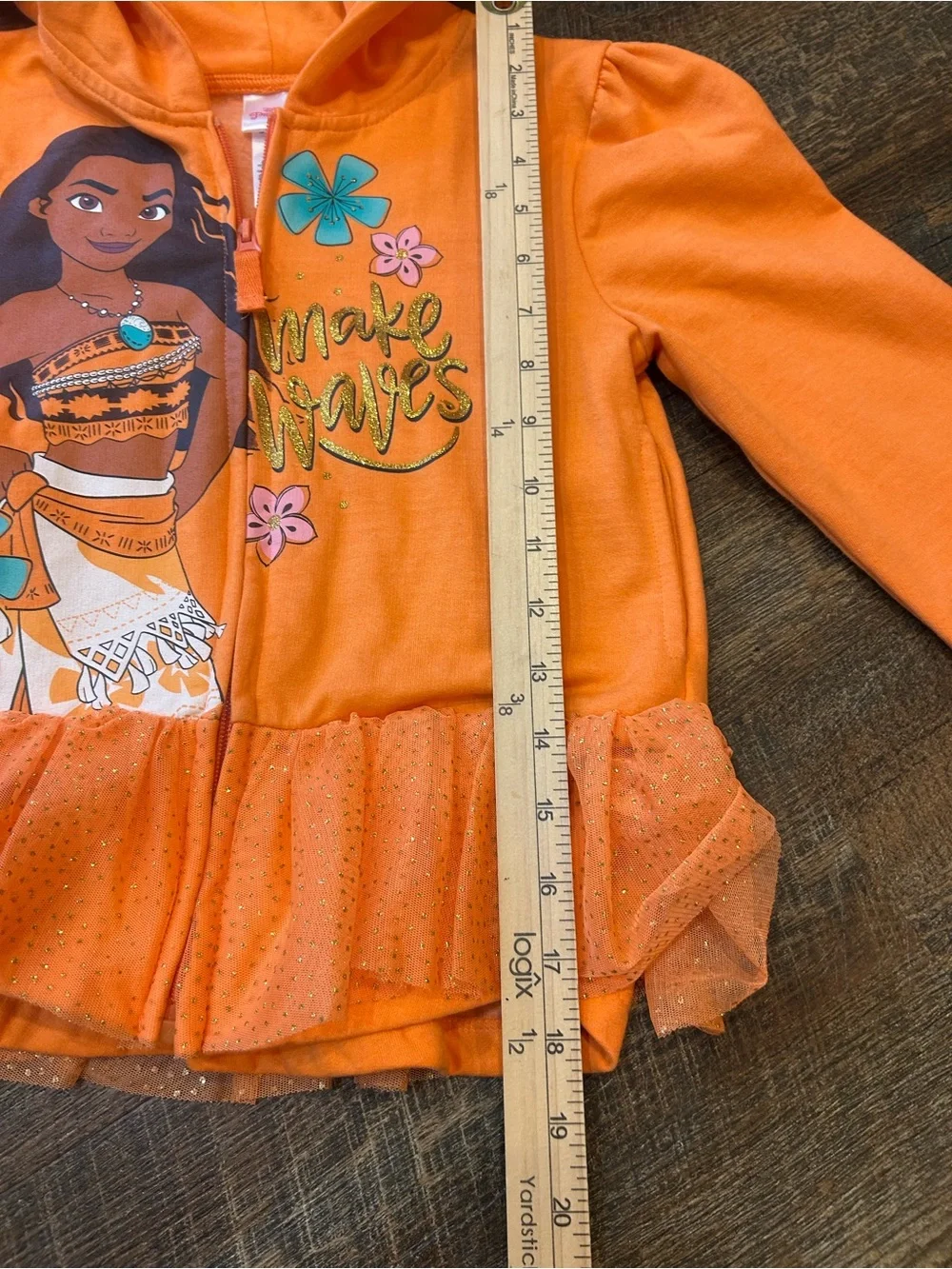 Disney Moana Girls' Hooded Jacket with Tulle Hem